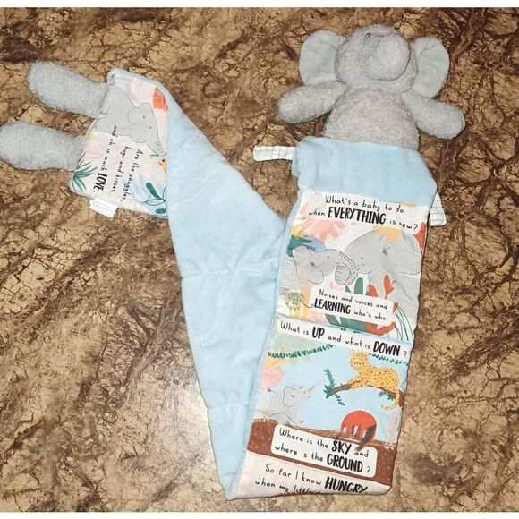 Mud Pie Plush Reading Pal Grey Elephant MudPie Grey Plush Elephant Folding Fabri - Picture 2 of 10